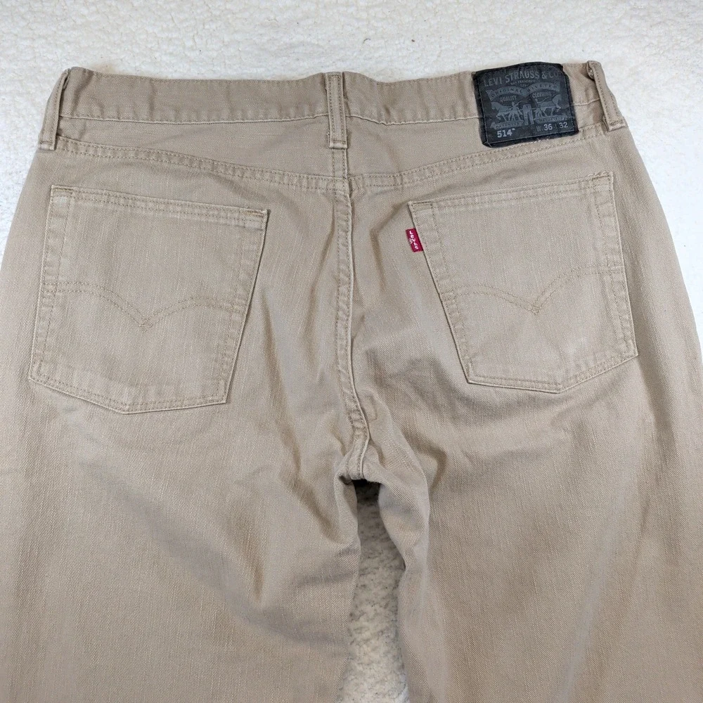 Levis‎ 514 Straight Fit Khaki Tan Twill Pants Mens 36x32 Casual Cotton